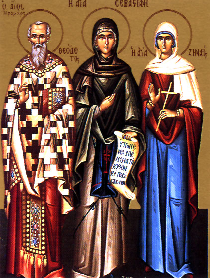 Den hellige Zenais (til venstre) med Theodotus og Sebastiana
