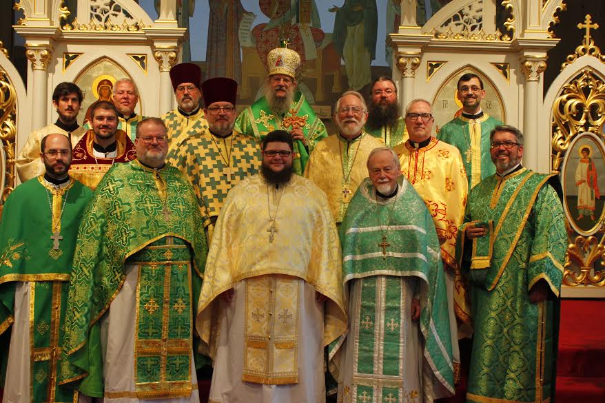 Bishop Alexander with the Bulgarian Diocese’s priests and deacons at the Divine Liturgy on Sunday, June 26, 2016.