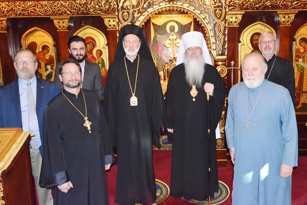 Metropolitan Tikhon welcomes Serbian Bishop Irinej to OCA Chancery