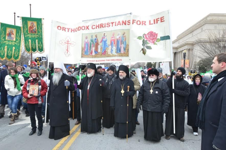 Metropolitan Tikhon with Archbishops Benjamin and Michael lead Orthodox Christians at the 2015 March for Life.